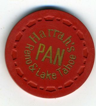 1960s pan (panguingue) chip from Harrah ' s Reno and Lake Tahoe book value $40, 2