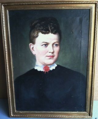 19th Century Oil Painting Portrait Of A Female