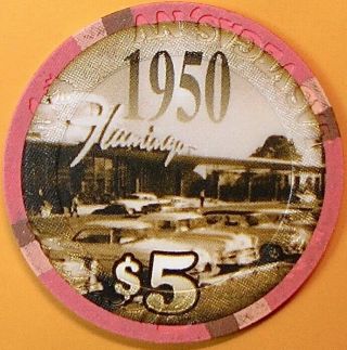 $5.  00 Casino Chip.  Flamingo,  Las Vegas,  Nv.  1950s.  O38.