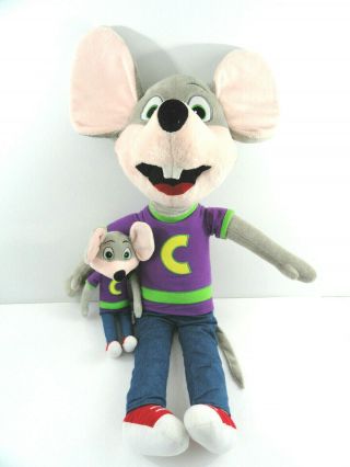 Chuck E Cheese Mouse Mascot 32” & 13 " Plush Stuffed Toy Jumbo Large 2013 Purple