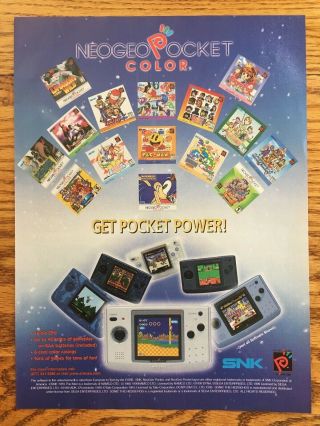 Neo Geo Pocket Color System Rare Vintage Video Game Poster Ad Art Print Sonic