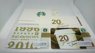 Starbucks Japan 2 Cards Limited Edition 2016 Ginza 20th Anniversary Pin Intact