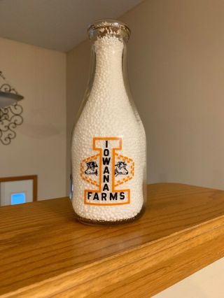 " Iowana Farms " Davenport,  Iowa Milk Bottle