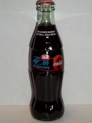 8 Oz Coca Cola Commemorative Bottle - 1996 Iga 70th Anniversary Olympic Softball