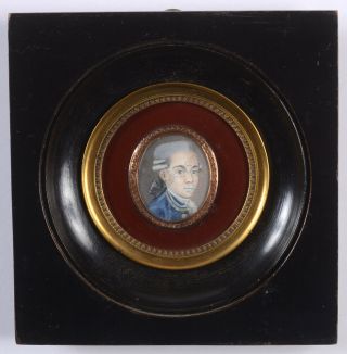" Portrait Of A Young Aristocrat ",  French Miniature,  Ca.  1780