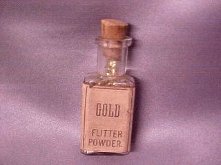 Antique Small Glass Bottle Of Gold Flitter Powder F.  W.  Devoe & Co Ny Vgc Fship