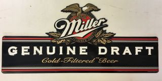 Red & Black Miller Brewing Draft Metal Beer Sign 30 " X 14 " Man Cave Bar