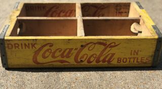 Vintage Circa Coca Cola 24 Bottle Wooden Crate Box Yellow