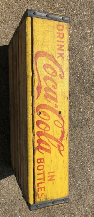 Vintage Circa Coca Cola 24 Bottle Wooden Crate Box Yellow 2