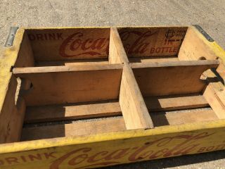 Vintage Circa Coca Cola 24 Bottle Wooden Crate Box Yellow 4