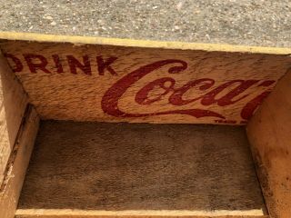Vintage Circa Coca Cola 24 Bottle Wooden Crate Box Yellow 8