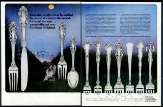 1975 Gorham Sterling Crown Baroque Place Setting Photo Introductory Print Ad