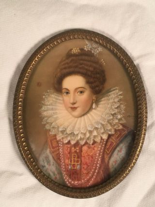 Antique 19th Century Signed Opie Miniature Portrait Of French Woman