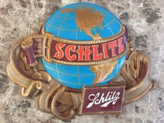 Vintage 1976 Schlitz Beer 3d Globe Plastic Sign