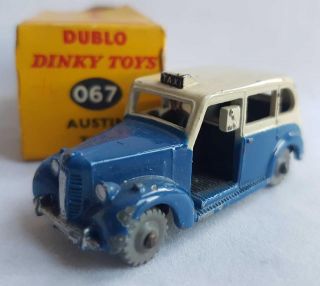 Vintage Dinky Dublo 067 Austin Taxi Cream And Blue Body