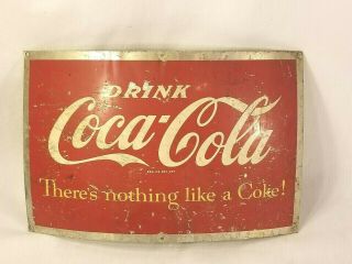 1957 Coca Cola Sign For Red Barrel Dispenser