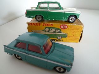 Vintage Dinky 134 & 189 Triumph Vitesse & Herald Inc.  Part Box 1959 - 68