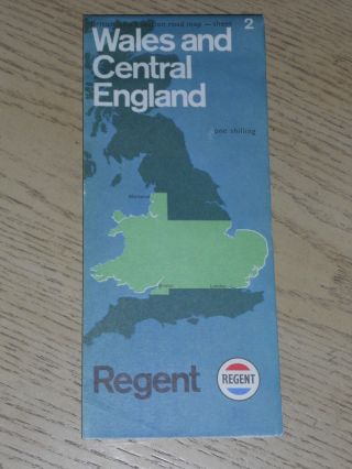 Rare 1960s Regent Oil Gas Wales & Central England 2 Of 5 Road Map Texaco Caltex