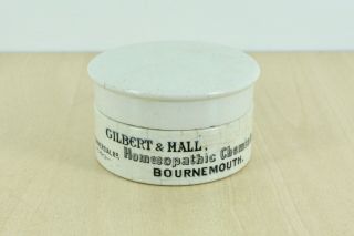 Vintage C1900s Gilbert & Hall Homeopathic Chemists Bournemouth Potlid & Base Pot