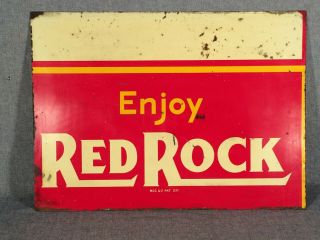 Vintage Cut Window Patch Enjoy Red Rock Cola Painted Tin Sign Double Sided
