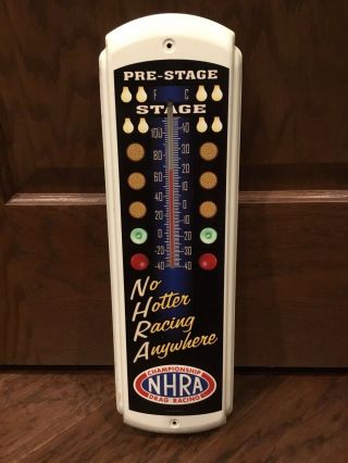 Vintage Nhra Drag Race Advertising Metal Thermometer Sign Rare