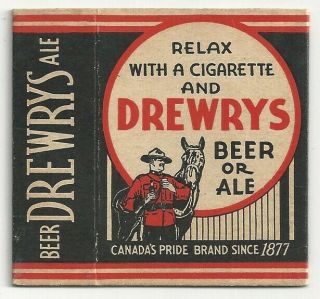 1930 ' s Drewrys Beer Ale Cardboard Cigarette Pack Cover - South Bend,  IN 2