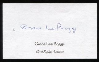 Grace Lee Boggs Signed 3x5 Index Card Autographed Signature