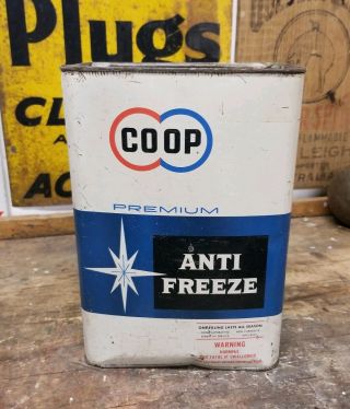 Vintage Coop Co - Op Anti Freeze Oil Can Rectangular 1 Gallon Can