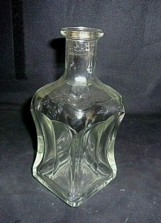 Whiskey Glass Decanter No Stopper Bar Bottle 7 1/2 " Tall
