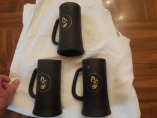 3 Vintage Black With Gold Playboy Club Mugs