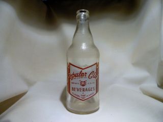 Vintage Popular Club Soda Bottle,  Baltimore Co.  Maryland 12 Fl Oz.  Scarce