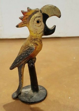 Rare John Wright 1947 Vintage Parrot Bottle Opener Cast Iron Bird Can Toucan