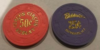 2 Old Fractional Chips From Circus Circus & Baldini 