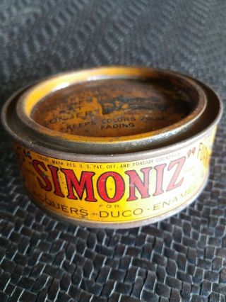 Simoniz Car Wax Vintage Tin Can Automobile Antique Oil Rat Rod V8 Classic
