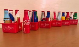 25 Mini Coca Cola Bottles 6 Crates Russia Soccer Football World Cup 2018 Mexico