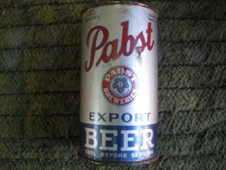 Pabst Blue Ribbon Export Flat Top Beer Can.  Oi.  Milwaukee / Peoria