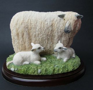 Sheep Figurine On Base " Herbert & Mum " L Border Fine Arts A25070