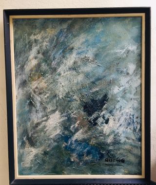 Oil Abstract Mid - Century Modern Painting On Canvas | Signed By Artist