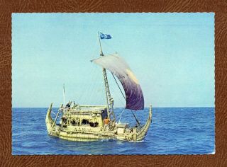 THOR HEYERDAHL Adventurer ETHNOGRAPHER 1970 SIGNED RA II Postcard 2