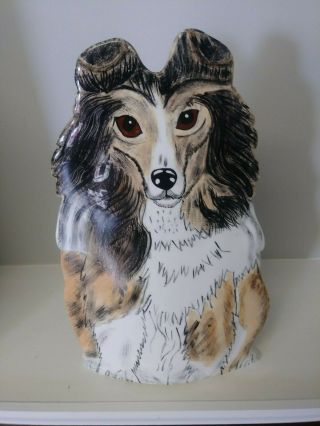 Collie Dogs By Nina Lyman Ceramic Dog Flower Vase Statue 15 " X9 "