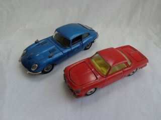 Vintage Corgi Toys 335 Jaguar E Type 2,  2 & 239 Vw Volkswagen 1500 Karmann Vgc