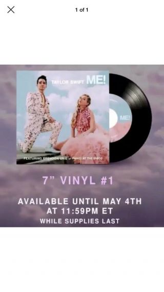 Two (2) Taylor Swift " Me " Single 7” Vinyl Limited Edition Covers 1 And 3