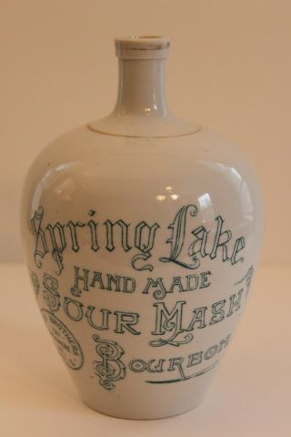 1890s Stoneware Advertising Jug - Spring Lake Sour Mash Bourbon - Kt&k China