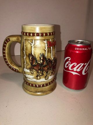 1981 Budweiser Anheuser Busch Holiday Clydesdales Beer Mug Stein Ceramarte