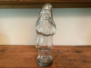 Santa Claus With Paneled Coat Glass Candy Container