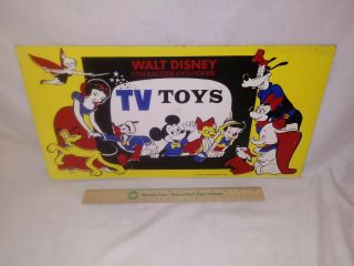 Rare 1960s Walt Disney Advertising Tv Toys Store Display Sign 2 - Sided