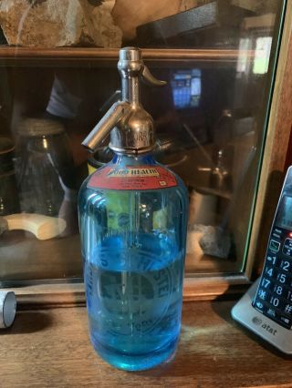 Vintage / Antique Blue Seltzer Bottle Made In Czechoslovakia