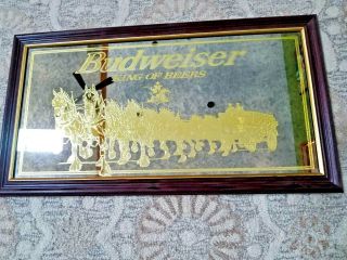 Budweiser King Of Beers Clydesdale Bar Mirror - Anheuser - Busch 1998