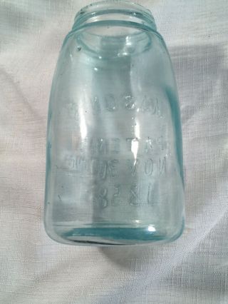 Antique Midget Pint Mason’s Patent Nov 30 th 1858 Aqua Zinc Lid Consolidated Lug 5
