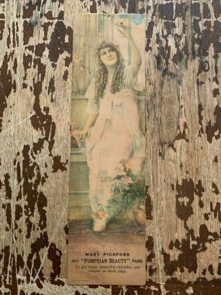 1917 Mary Pickford Pompeian Beauty Advertising Panel Calendar
